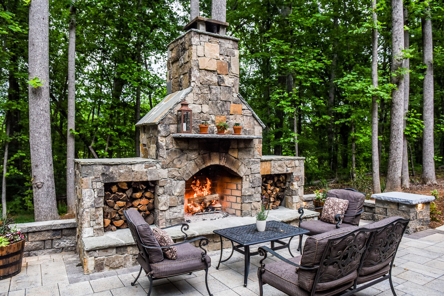 Outdoor Firewood Patio Fireplace